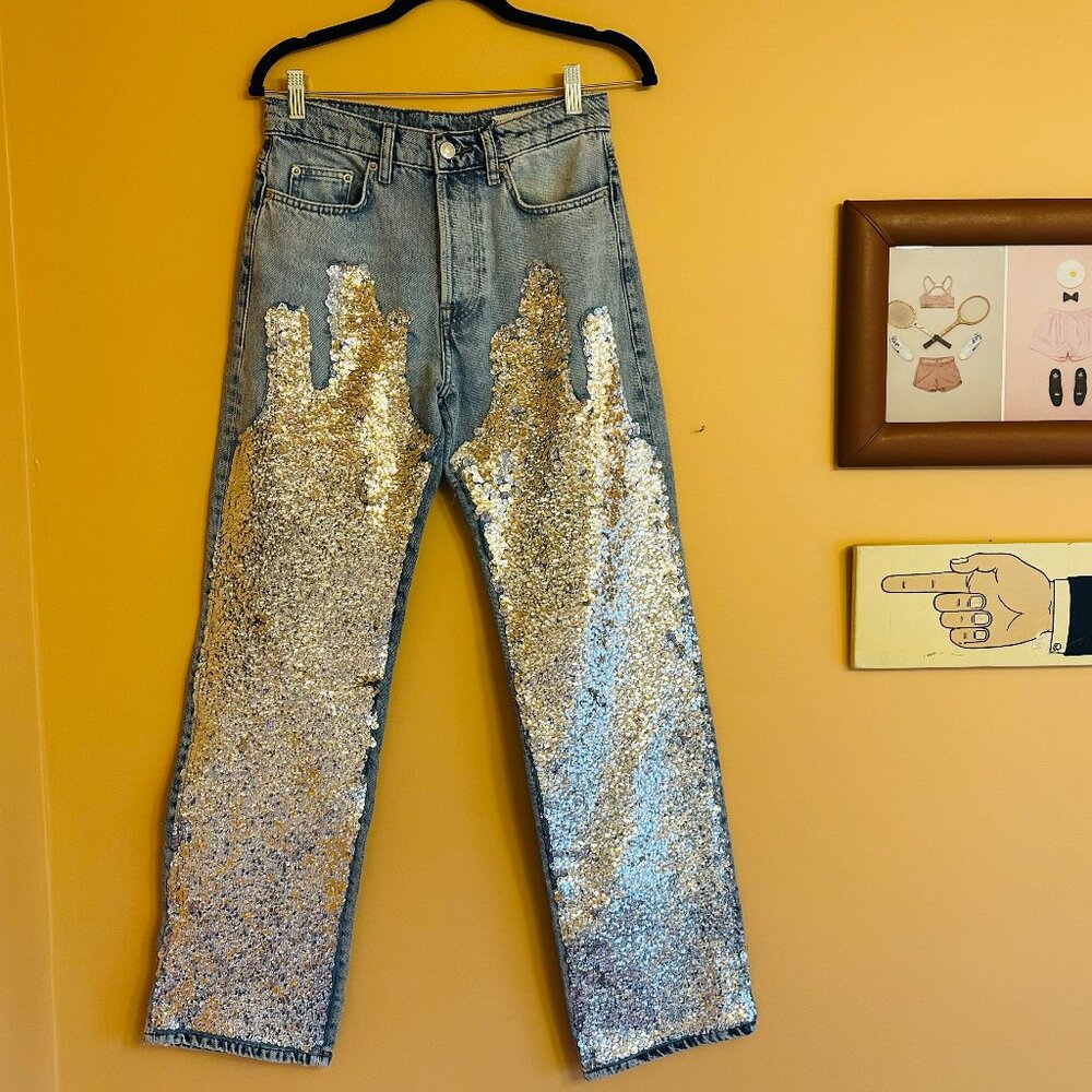 NWT Zara Sequin Jeans ZW Collection